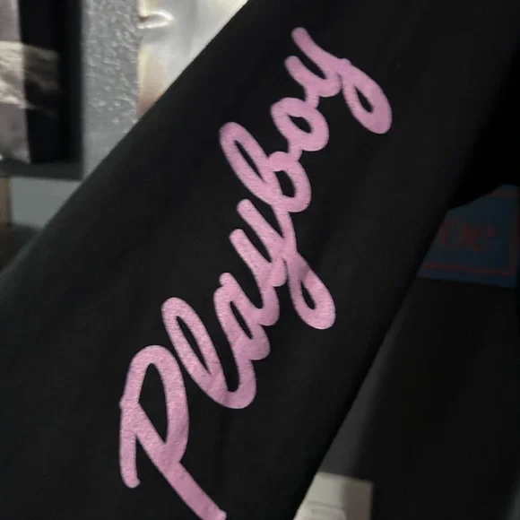Playboy Black Hoodie with pink logos - Picture 2 of 5